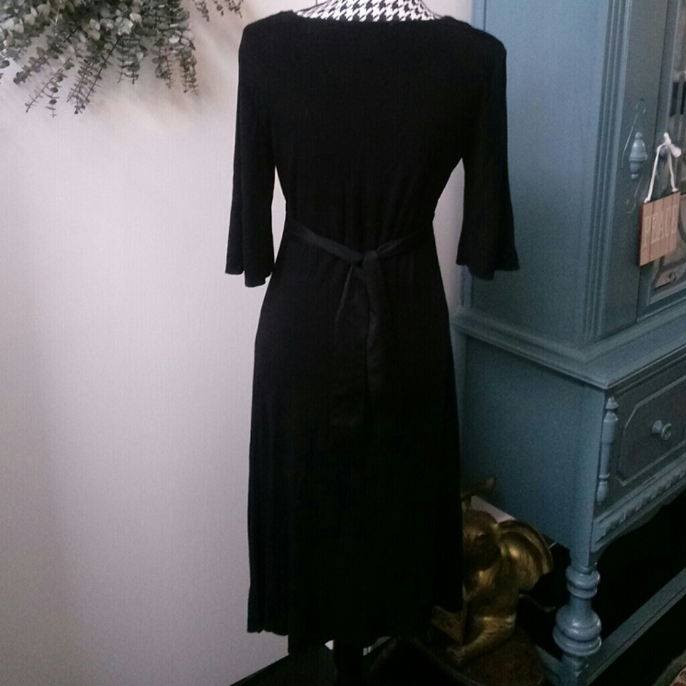 Nine&Co 3/4 Sleeve Black Dress Size S - Picture 4 of 5